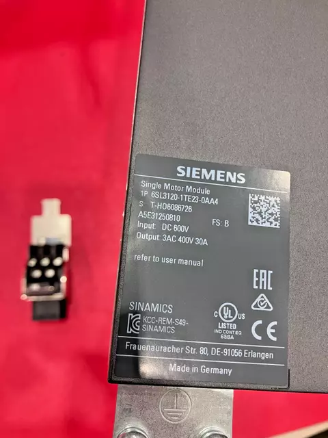Siemens 6SL3120-1TE23-0AA4 SINAMICS S120 viena motora modulis